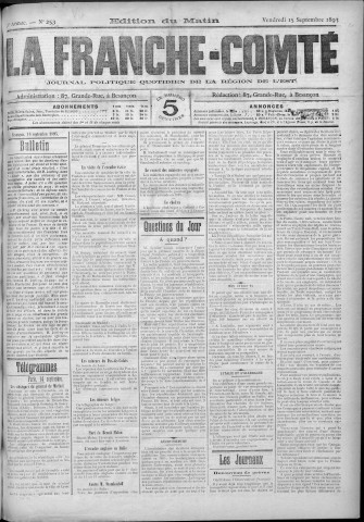 15/09/1893 - La Franche-Comté : journal politique de la région de l'Est