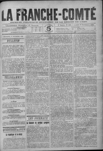 17/11/1890 - La Franche-Comté : journal politique de la région de l'Est