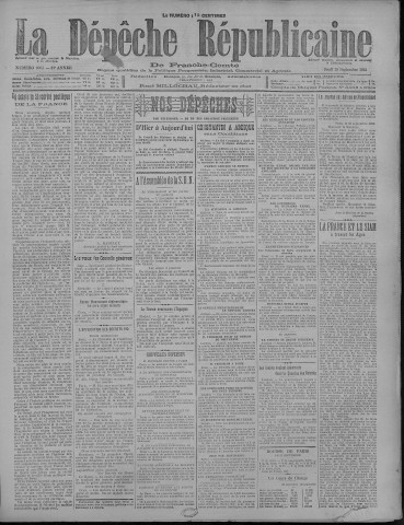 28/09/1922 - La Dépêche républicaine de Franche-Comté [Texte imprimé]