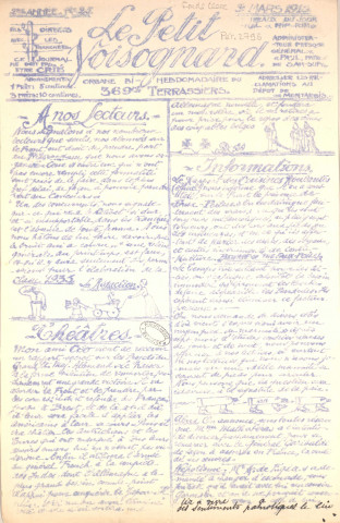 03/03/1915 - Le Petit Voisognard : organe bi-hebdomadaire du 369e terrassiers