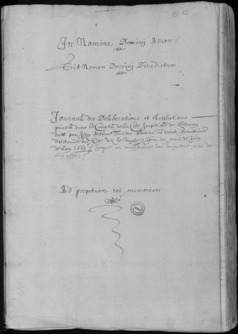 Registre des délibérations municipales 20 juin 1653 - 23 juin 1656