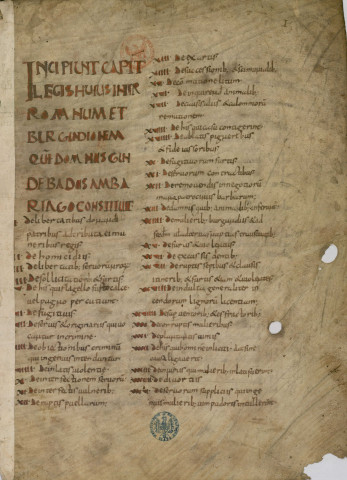 Ms 1348 - Loges Burgondionum et Salica. Charte de Gray. Ordonnances de la Grande Saunerie de Salins