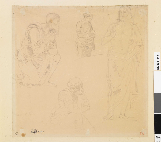 Etude de personnages provenant de "L'Adoration des mages" et de la "Résurrection" de Raphaël