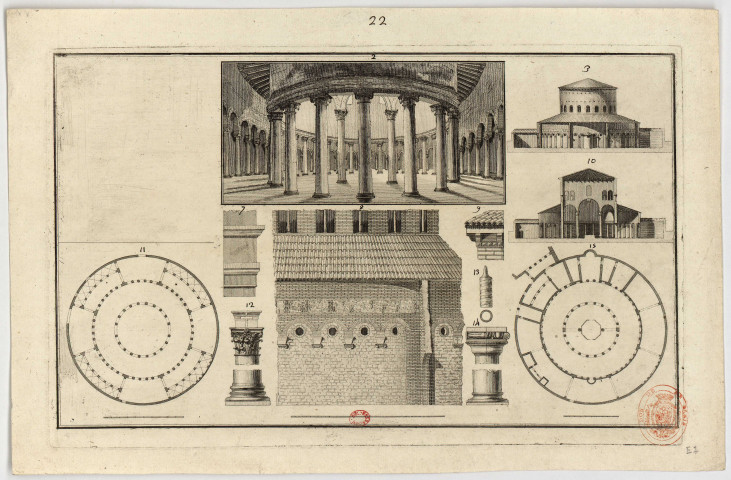 Eglise circulaire [Image fixe] : élévation, plans et coupes , 1750/1799