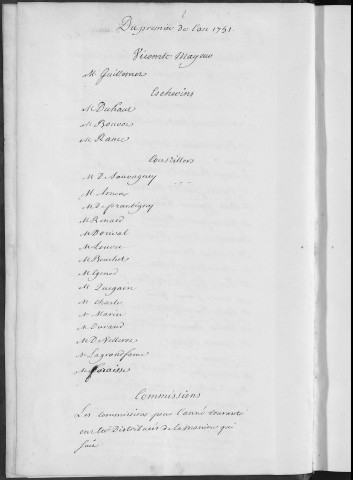 Registre des délibérations municipales 1er janvier - 31 décembre 1751