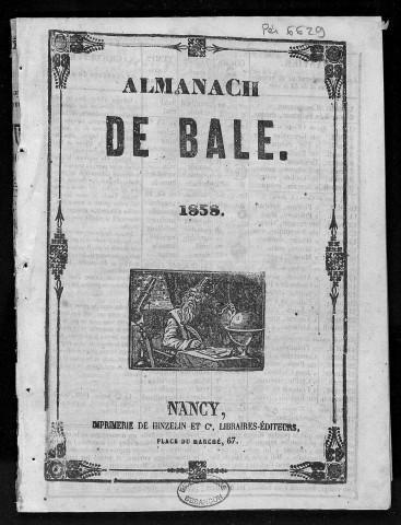 Almanach de Bâle : 1858 , Nancy : Imprimerie de Hinzelin et Cie, libraires-éditeurs