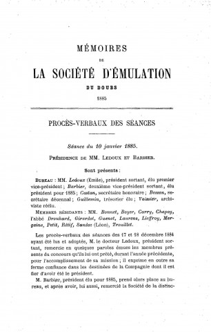 01/01/1885 - Mémoires de la Société d'émulation du Doubs [Texte imprimé]