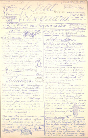 01/01/1915 - Le Petit Voisognard : organe bi-hebdomadaire du 369e terrassiers