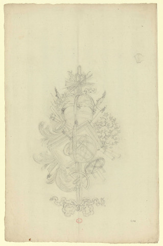 Panneau décoratif orné d'instruments d'astronomie [Dessin] , [S.l.] : [s.n.], [1750-1799]