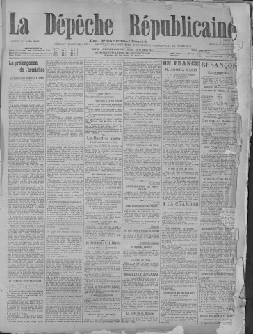 22/01/1919 - La Dépêche républicaine de Franche-Comté [Texte imprimé]