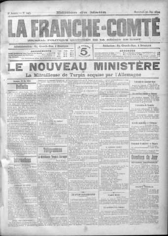 30/05/1894 - La Franche-Comté : journal politique de la région de l'Est