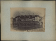 MAUVILLIER, Emile. Besançon. Quai d'Arènes (actuel quai Veil-Picard) : reproduction d'une gravure ; "M. Cellard" en bleu au dos