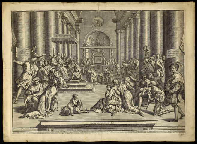 In aula constantiniana [image fixe] / Raph.Sanct. Urb. Inu. in Pal. Vat ; Fran Aquila del et incid  ; Romae Typis Dominici de Rossi : Domenico de Rossi, 1696?/1740?