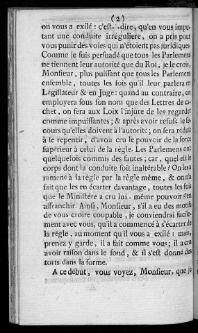 Lettre d'un Conseiller du Parlement de Besançon à un de ses confrères exilé à * * * en date du 20 août 1760