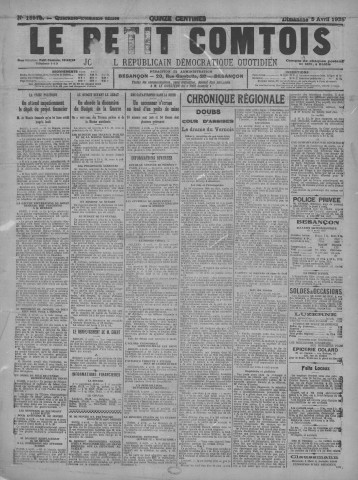 05/04/1925 - Le petit comtois [Texte imprimé] : journal républicain démocratique quotidien