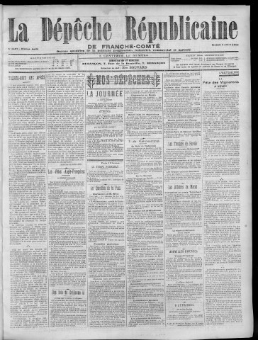 08/08/1905 - La Dépêche républicaine de Franche-Comté [Texte imprimé]