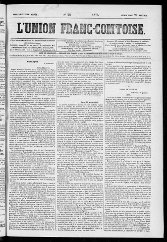 27/01/1873 - L'Union franc-comtoise [Texte imprimé]