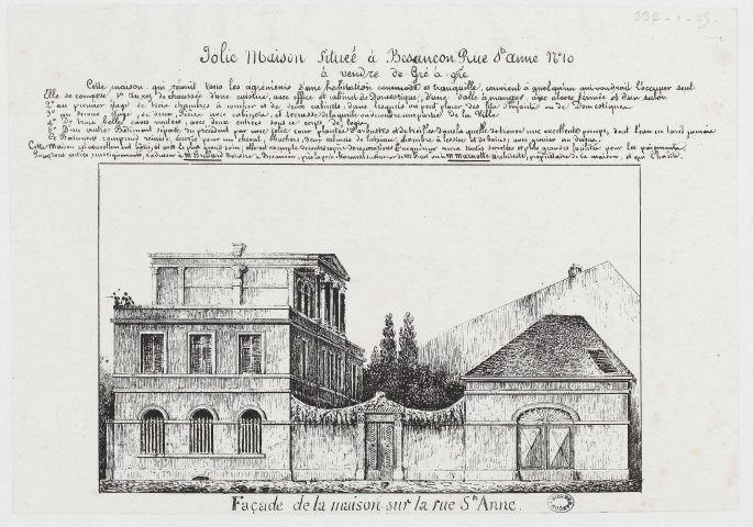 Façade de la maison sur la rue Ste Anne [image fixe] : [Besançon] , 1800-1899