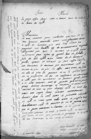 Ms Chiflet 109 - Lettres écrites à Philippe Chiflet par les premières religieuses Carmélites de France et des Pays-Bas