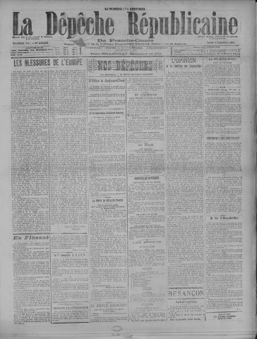 04/09/1922 - La Dépêche républicaine de Franche-Comté [Texte imprimé]