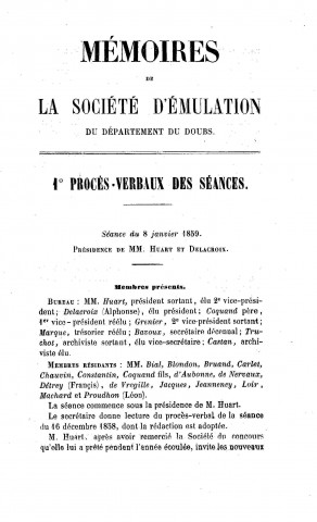 01/01/1859 - Mémoires de la Société d'émulation du Doubs [Texte imprimé]