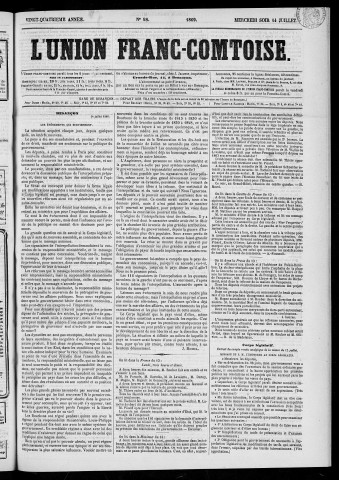 14/07/1869 - L'Union franc-comtoise [Texte imprimé]