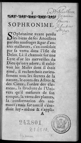 Sophronime (ou les aventures d'Aristonoüs) (par Fénélon)