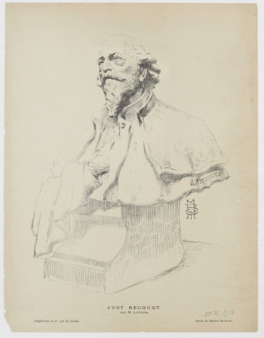 Just Becquet [estampe] / M. Laethier  ; Dessin de Maurice Boutterin ; Supplément au n° 548 des Gaules. , [S. l.] : M. Laethier, [1800-1899]