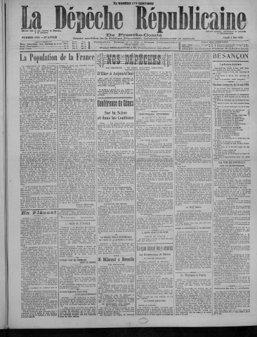 08/05/1922 - La Dépêche républicaine de Franche-Comté [Texte imprimé]