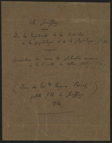 Ms 2086 - Théodore Jouffroy. Ecrits philosophiques.