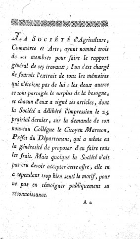 01/01/1800 - Rapport général des mémoires présentés à la Société libre d'agriculture, commerce et arts du département du Doubs [Texte imprimé]