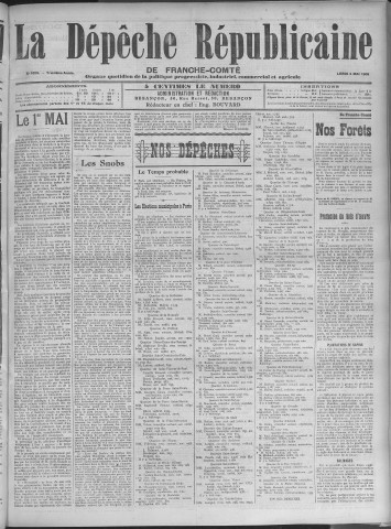 04/05/1908 - La Dépêche républicaine de Franche-Comté [Texte imprimé]