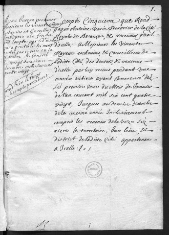 Comptes de la Ville de Besançon, recettes et dépenses, Compte de Jacques Antoine Varin (1680)