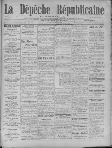 11/12/1919 - La Dépêche républicaine de Franche-Comté [Texte imprimé]