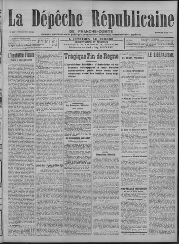 29/06/1914 - La Dépêche républicaine de Franche-Comté [Texte imprimé]