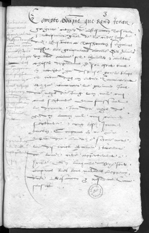 Comptes de la Ville de Besançon, recettes et dépenses, Compte de Jehan Grégoire(1er juin 1570 - 31 mai 1571)