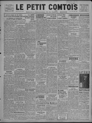 28/10/1942 - Le petit comtois [Texte imprimé] : journal républicain démocratique quotidien
