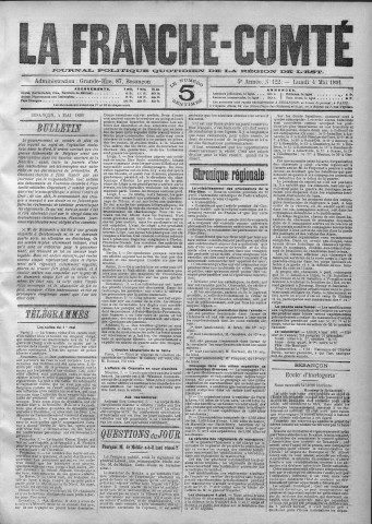 04/05/1891 - La Franche-Comté : journal politique de la région de l'Est
