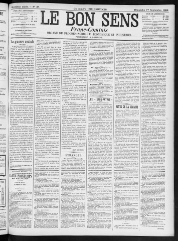 17/09/1893 - Organe du progrès agricole, économique et industriel, paraissant le dimanche [Texte imprimé] / . I