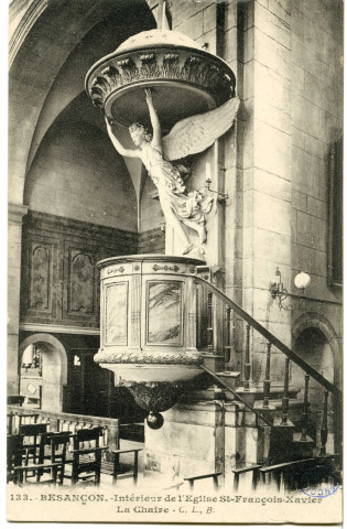 Besançon - Intérieur de l'église St-François-Xavier La chaire [image fixe] , Besancon : Phototypie artistique de l'Est C. Lardier, 1914/1930