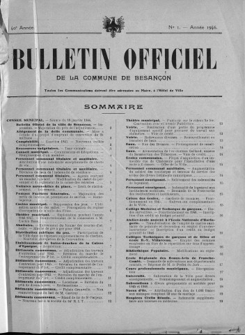 Registre des délibérations du Conseil municipal pour les années 1946 à 1950 (imprimé) avec table alphabétique.