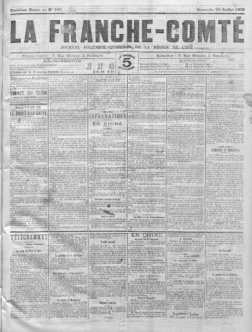 29/07/1900 - La Franche-Comté : journal politique de la région de l'Est