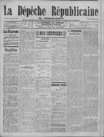 12/08/1912 - La Dépêche républicaine de Franche-Comté [Texte imprimé]