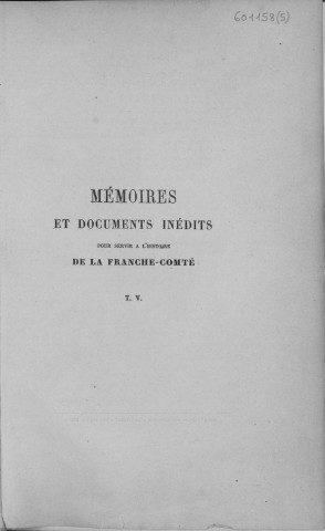 Mémoires de Jules Chifflet, abbé de Balerne. [précédé d'une Notice sur Chifflet] /