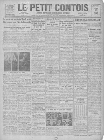 25/03/1929 - Le petit comtois [Texte imprimé] : journal républicain démocratique quotidien