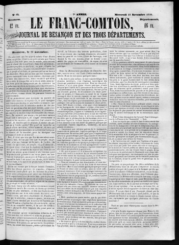 18/11/1846 - Le Franc-comtois - Journal de Besançon et des trois départements