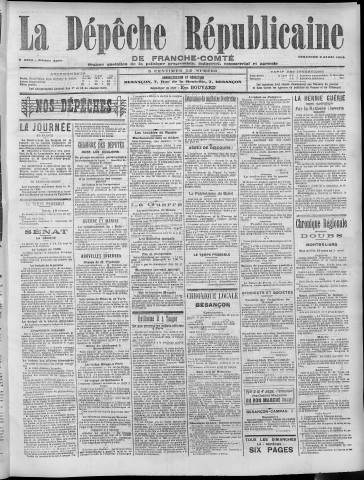 02/04/1905 - La Dépêche républicaine de Franche-Comté [Texte imprimé]
