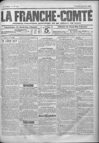 24/04/1896 - La Franche-Comté : journal politique de la région de l'Est