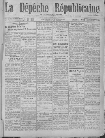 19/01/1919 - La Dépêche républicaine de Franche-Comté [Texte imprimé]