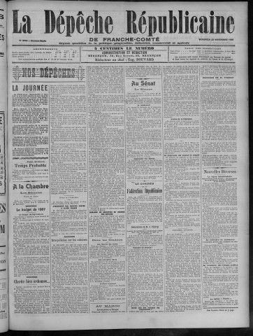 23/11/1906 - La Dépêche républicaine de Franche-Comté [Texte imprimé]